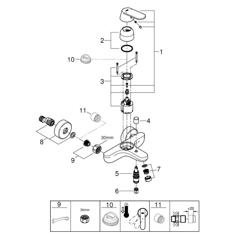 Grohe Eurosmart Cosmopolitan Смеситель однорычажный для ванны (32831000)