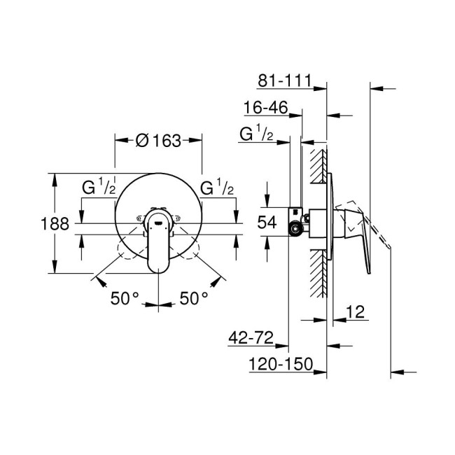 Grohe Eurosmart Cosmopolitan Одноважільний змішувач для душу, прихованого монтажу (32880000)
