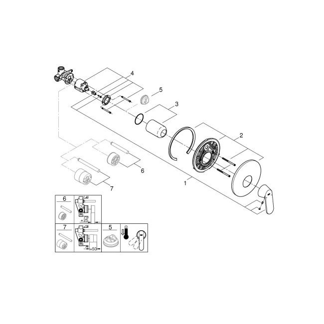 Grohe Eurosmart Cosmopolitan Одноважільний змішувач для душу, прихованого монтажу (32880000)