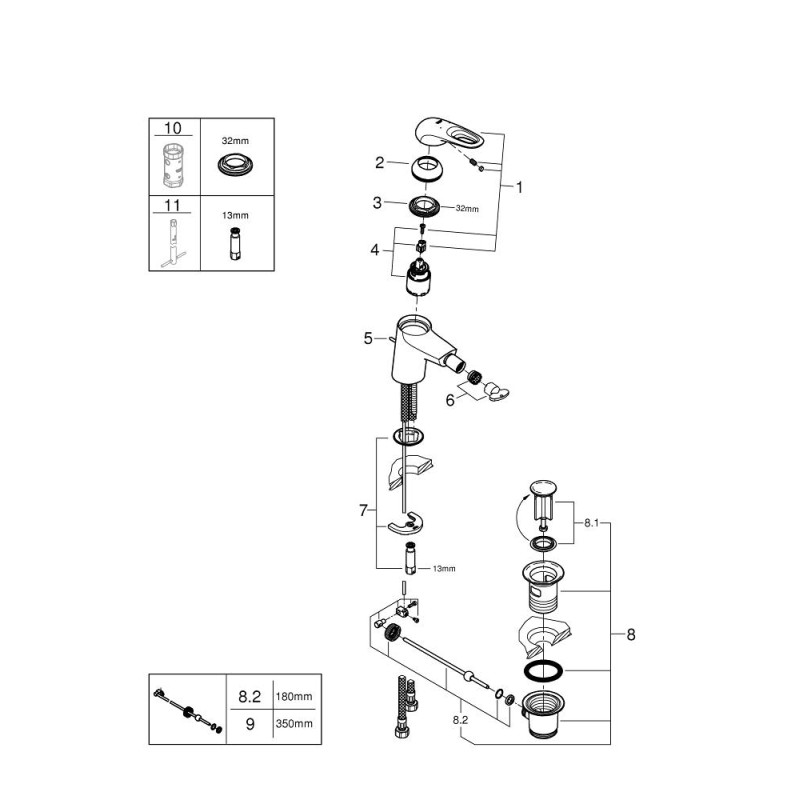 Grohe Eurostyle Однорычажный смеситель для биде S-размера (33565LS3)