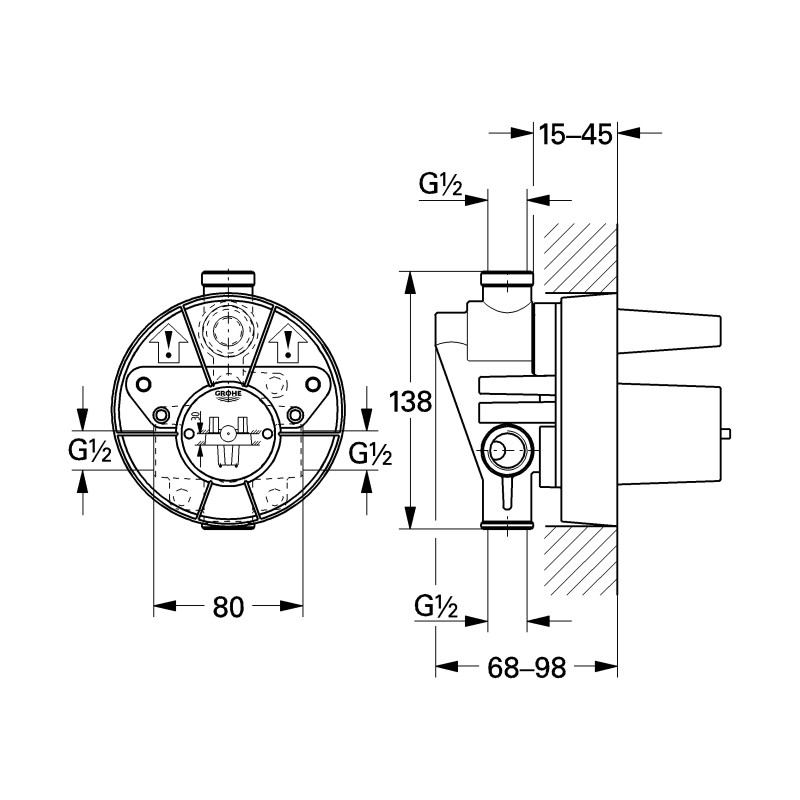 Grohe Встраиваемая часть смесителя , однорычажный (33961000)