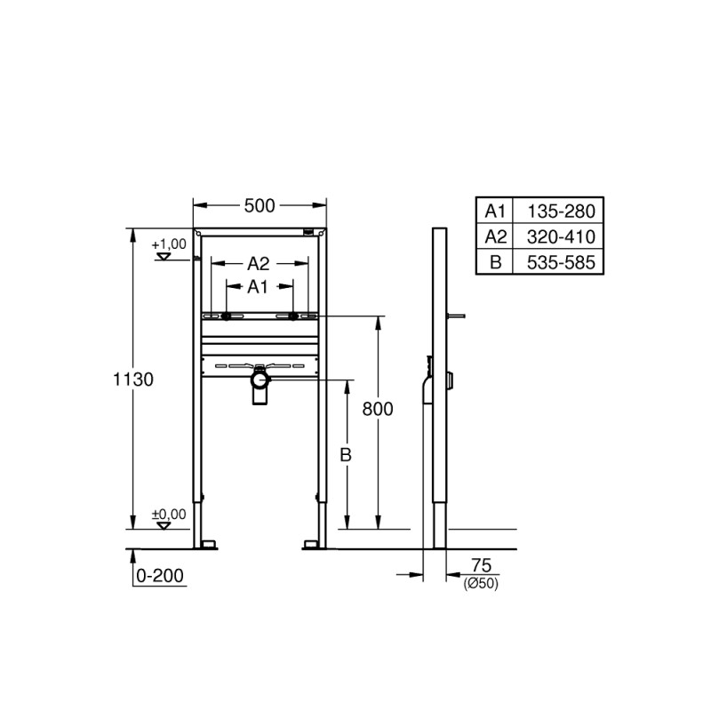 Grohe Rapid SL Инсталяция для раковины 1,13 м (38557001)