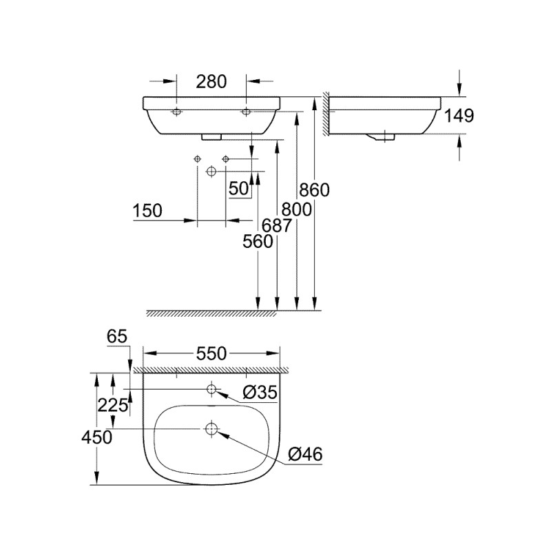Grohe Euro Ceramic Раковина 55 (39336000)