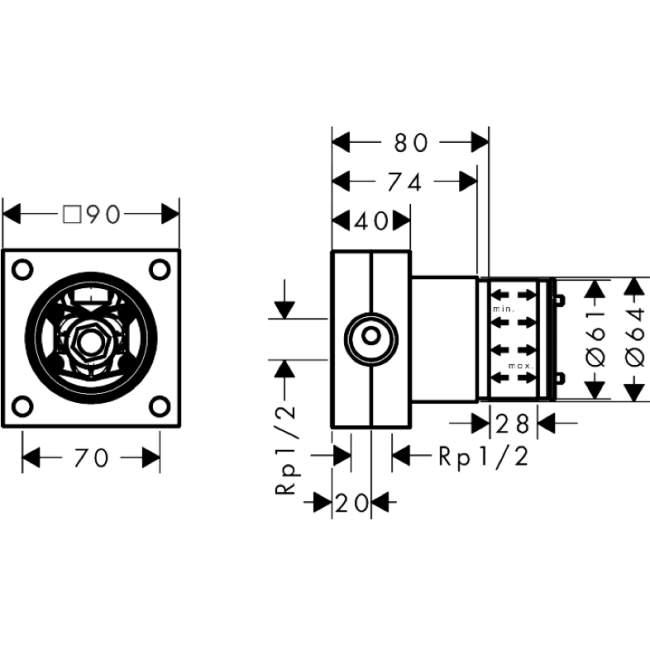 Скрытая часть для монтажа верхнего душа 2jet, Raindance Alive 24573180