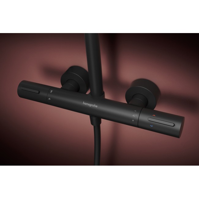 Душова система hansgrohe Raindance Alive S Puro 300 1jet EcoSmart 24593670, з термостатом Ecostat Element, чорний матовий