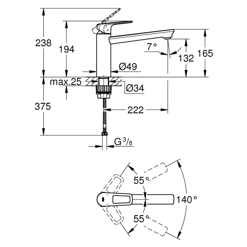 Grohe BauLoop Смеситель однорычажный для мойки (31706000) Grohe BauLoop Смеситель однорычажный для мойки (31706000)