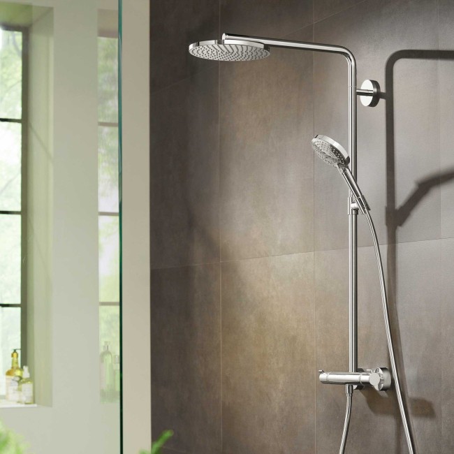 Душевая система hansgrohe Raindance S 240 1jet PowderRain EcoSmart+ c термостатом, 28825000 хром