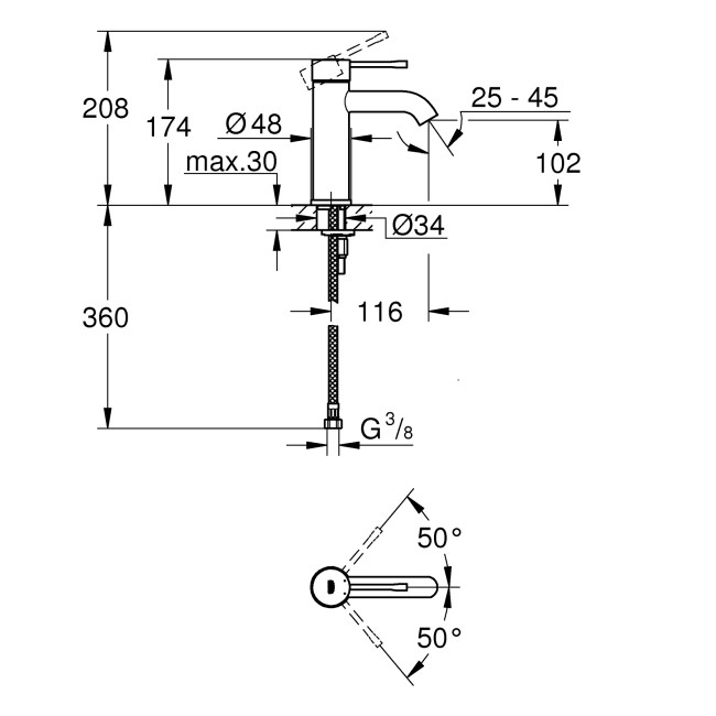 Grohe Essence Змішувач одноважільний для раковини S-Size (24172KF1)