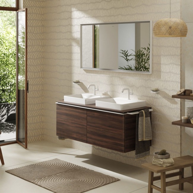 Консоль 1360/550 Xelu Q с 2 вырезами для установки накладной раковины, 54099230 Natural Oak