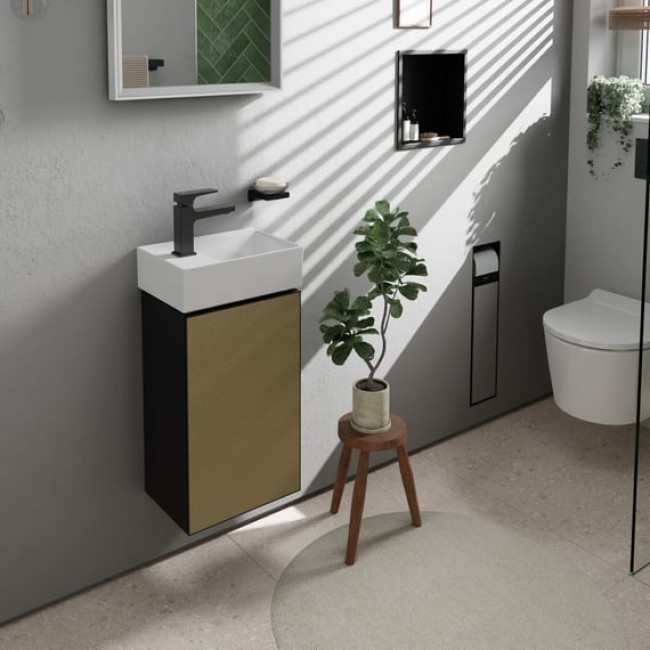 Тумба Xevolos E 340/245, дверная петля слева, 54168390 Slate Matt Grey / Patterned Bronze