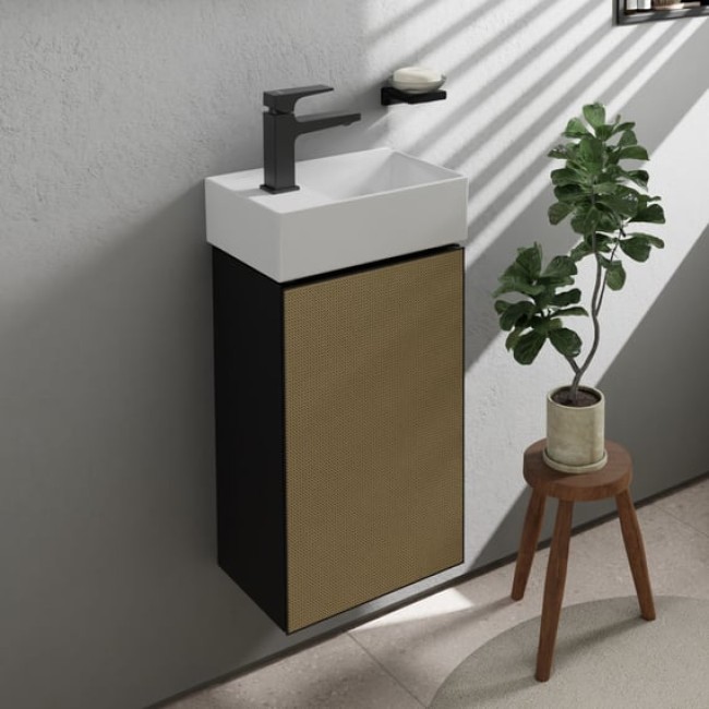 Тумба Xevolos E 340/245, дверная петля слева, 54168390 Slate Matt Grey / Patterned Bronze