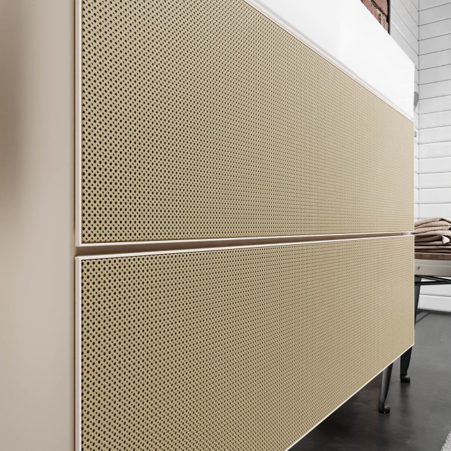 Тумба Xevolos E 1180/475, з двома висувними ящиками, 54185390 Sand Matt Beige / Patterned Bronze