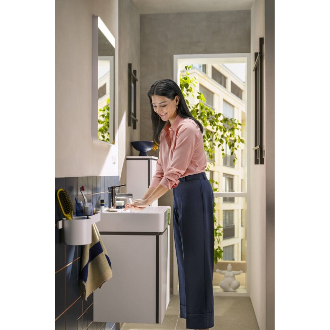 Зеркало Xarita Lite Q 500/700 с горизонтальным LED светильником, белый матовый 54956700