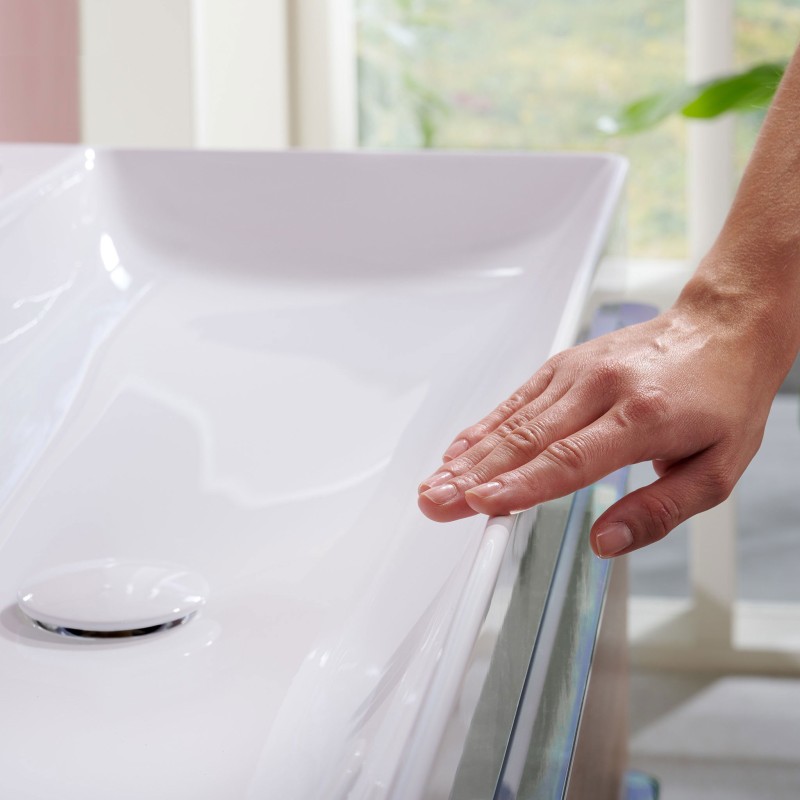 Накладная раковина 600/480 Xelu Q без отверстия под смеситель, без перелива, 61019450 с покрытием SmartClean