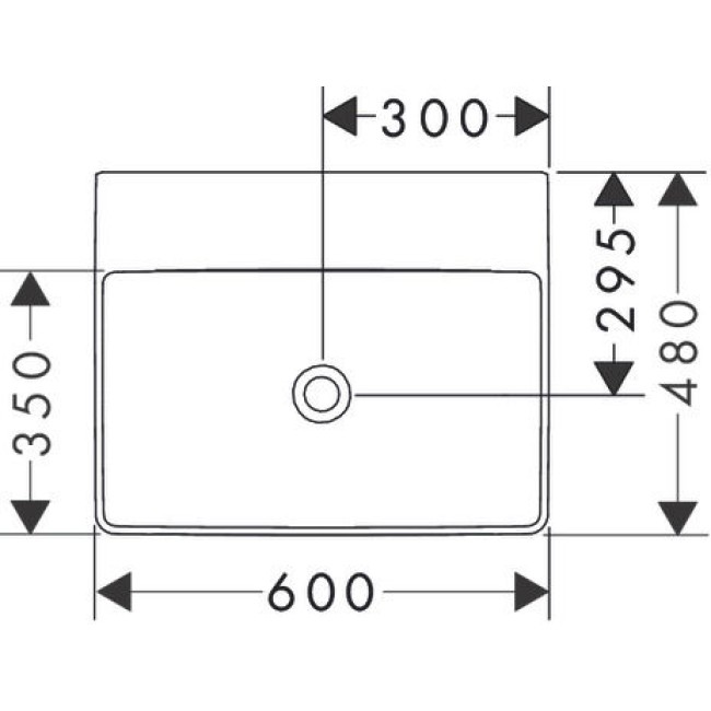 Накладная раковина 600/480 Xelu Q без отверстия под смеситель, без перелива, 61019450 с покрытием SmartClean