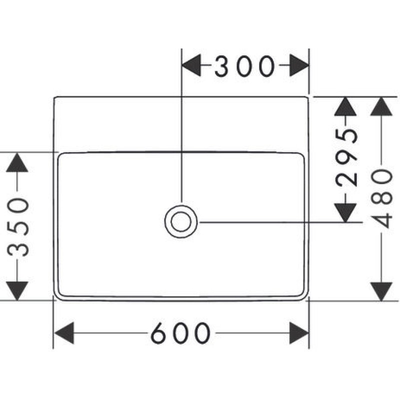 Накладная раковина 600/480 Xelu Q без отверстия под смеситель, без перелива, 61019450 с покрытием SmartClean