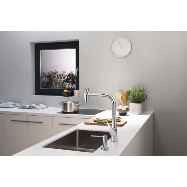 Смеситель hansgrohe Talis Select M51 для кухонной мойки с выдвижным душем, под сталь 73867800