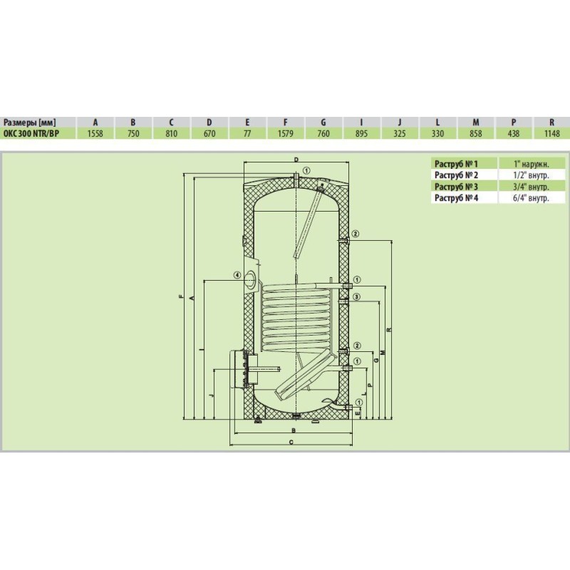 Бойлер косвенного нагрева Drazice OKC 300 NTR/BP