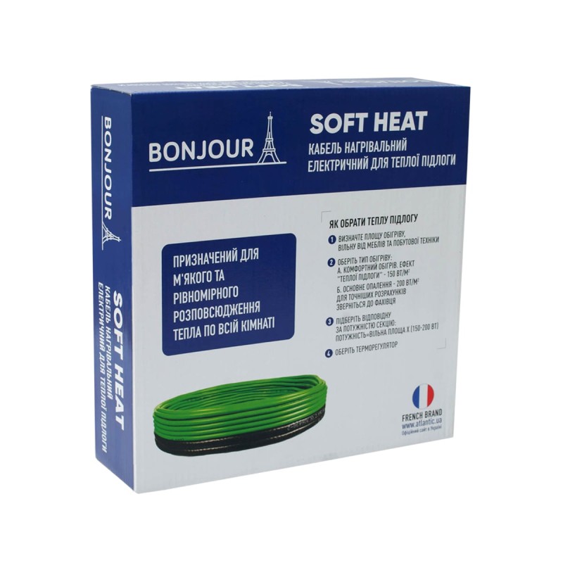Комплект-Кабель нагревательный Bonjour Soft Heat EcoTWIN-1800-155 W/m з терморегулятором RTP