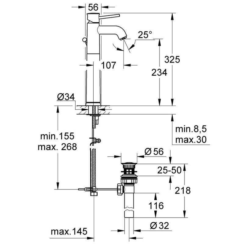 Grohe BauClassic Смеситель для умывальника  XL-Size (32868000)
