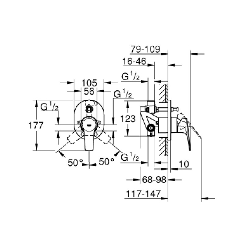 Grohe BauFlow Однорычажный смеситель для ванны (29045000)