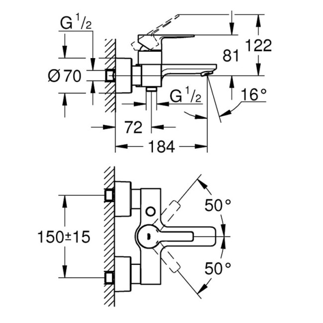 Grohe Lineare Одноважільний змішувач для ванни (33849001)