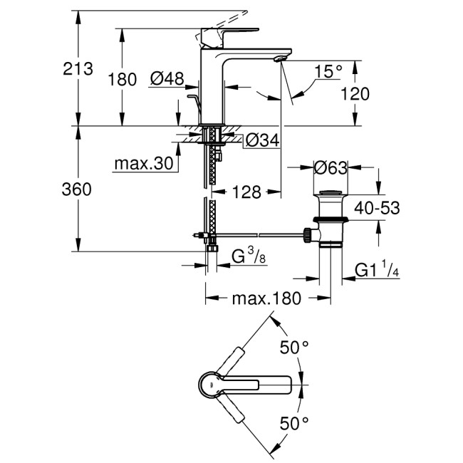 Grohe Lineare Одноважільний змішувач для раковини S-Size (32114001)