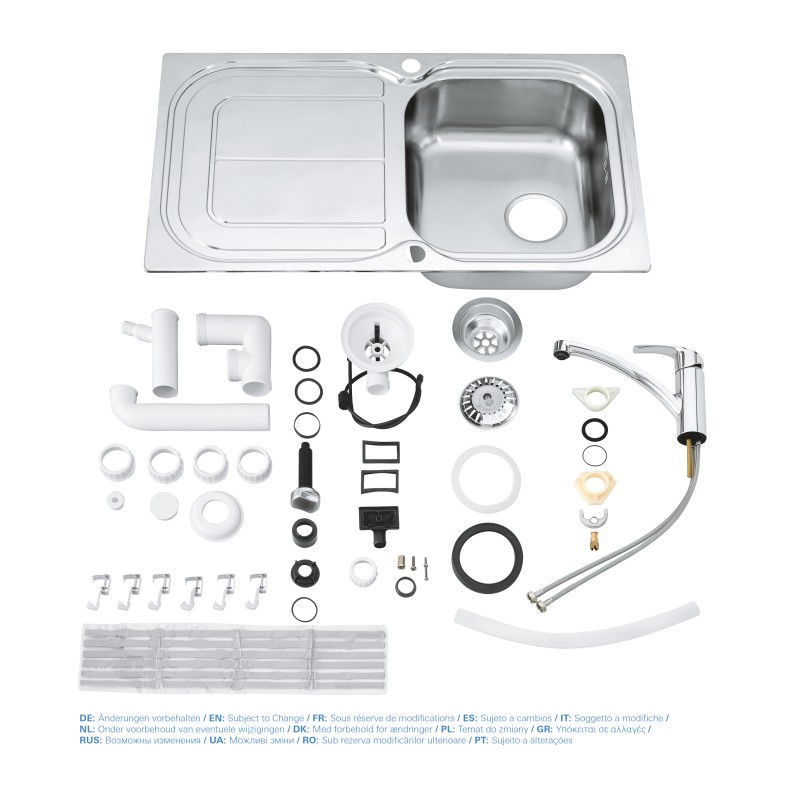 Grohe Комплект Мойка для кухни 860 x 500 мм + Eurosmart Однорычажный смеситель (31565SD0)