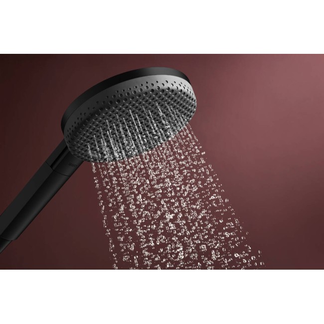Душевой набор hansgrohe Raindance Alive Select S, Ecosmart 24603670 со стойкой Unica S Puro 90, черный матовый