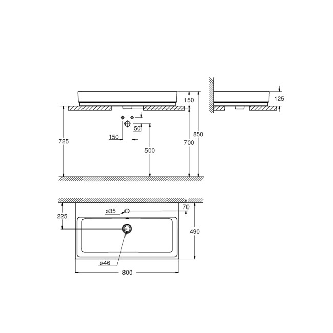 Grohe Cube Ceramic Раковина для столешницы накладная 800х490 мм (3947600H)