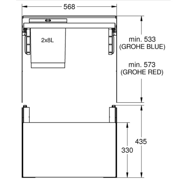 Grohe Система сортировки отходов 60 см, 2 ведра по 8 литров (40981000)