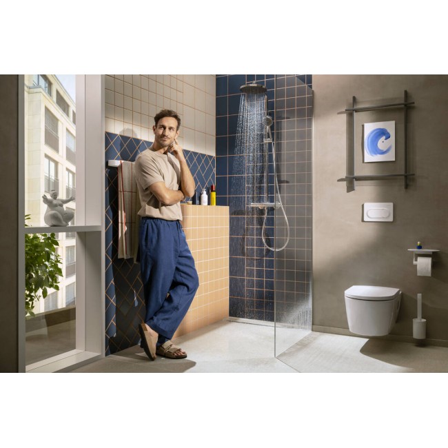 Душова система hansgrohe Activera S 240 1jet EcoSmart+ 28083670, з термостатом Ecostat Fine Varia, чорний матовий