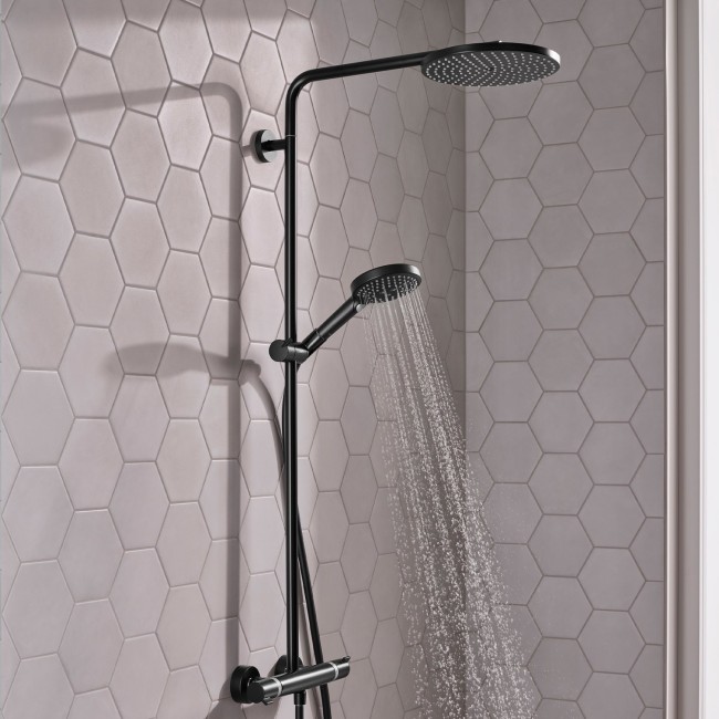 Душова система hansgrohe Raindance S 240 1jet PowderRain EcoSmart+ з термостатом, 28825670 чорний матовий