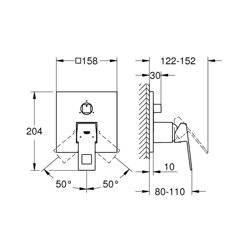Grohe Eurocube Смеситель однорычажный с переключателем на 3 выхода (24094AL0) Grohe Eurocube Смеситель однорычажный с переключателем на 3 выхода (24094AL0)