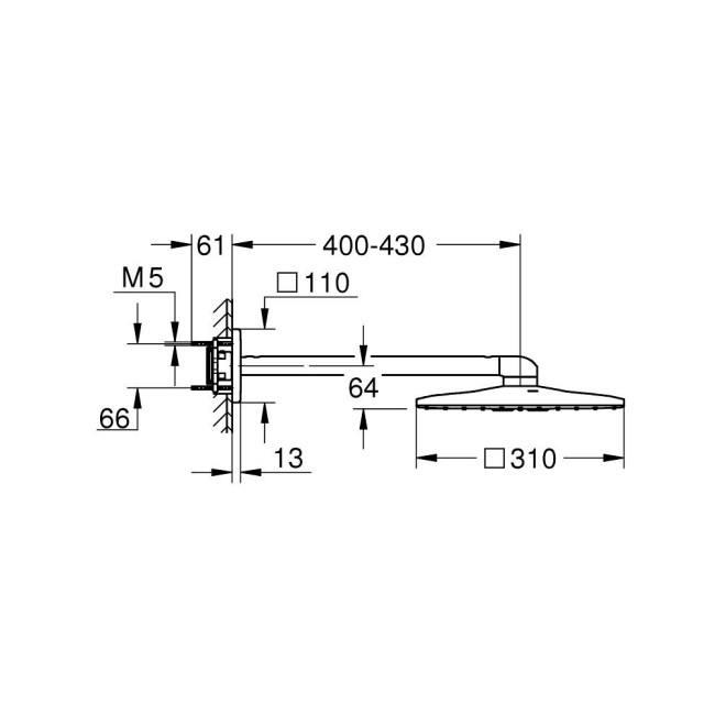 Grohe Rainshower SmartActive 310 Cube Набір верхнього 430 мм душу, 2 режими струменю (26479DC0)