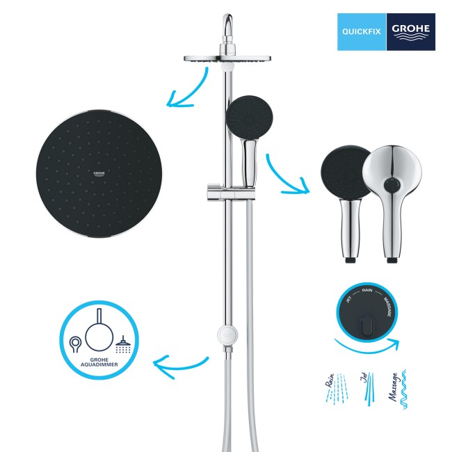 Grohe Quickfix Vitalio Start 200 Душова система Flex із перемикачем настінного монтажу (26991001)