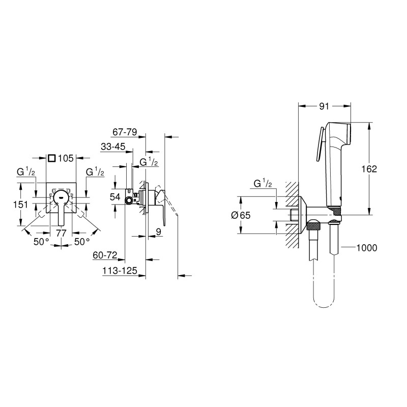 Grohe Готовый комплект для гигиенического душа Lineare з Tempesta-F (UA111198000
)