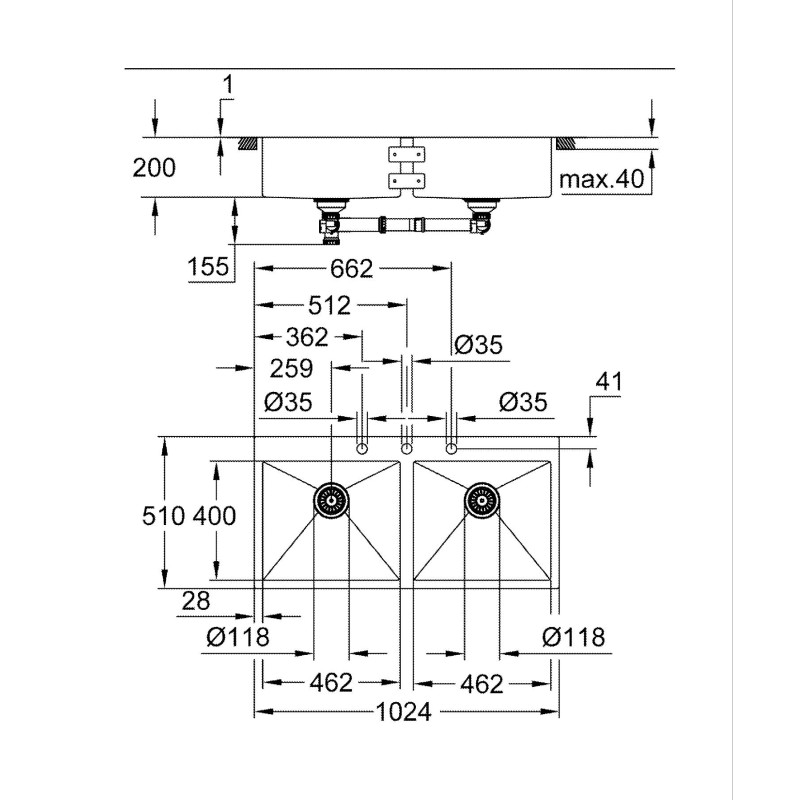 Grohe K800 Мойка из нержавеющей стали со сливом (31585SD1)