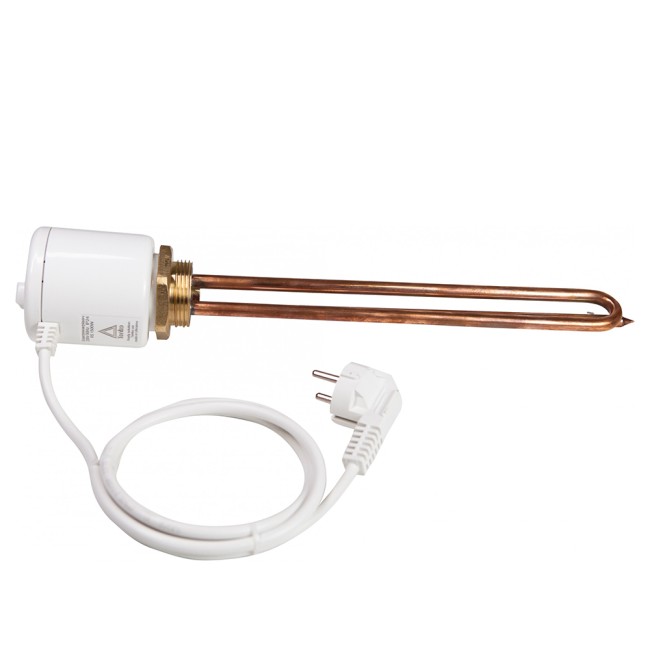 Тэн Tenko RS 2,0 кВт, резьба 1"1/4 ,прямой, с термостатом, медь