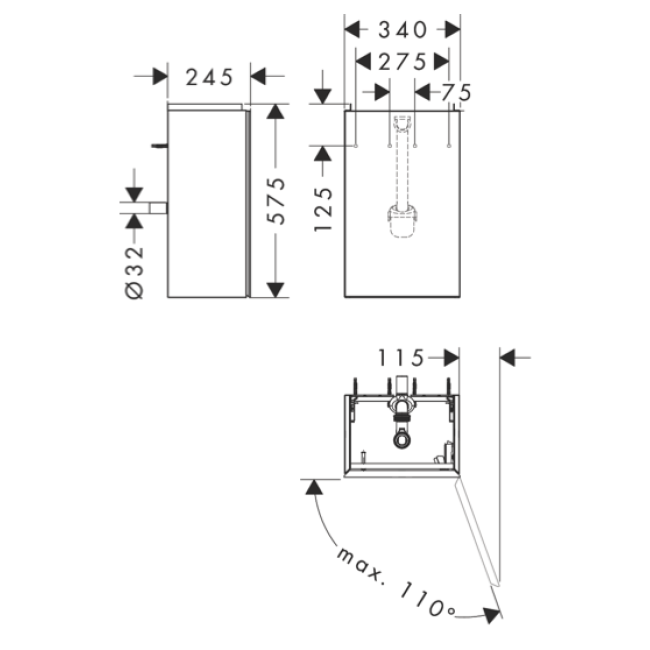 Тумба Xevolos E 340/245, дверная петля справа, 54169320 Matt White / Metallic White