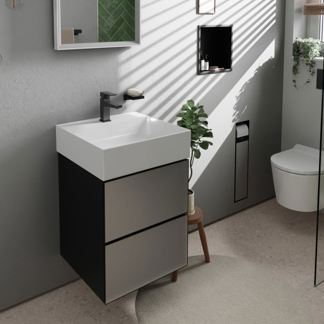 Тумба Xevolos E 480/475, с двумя выдвижными ящиками, 54174770 Slate Matt Grey / Metallic Slate Grey