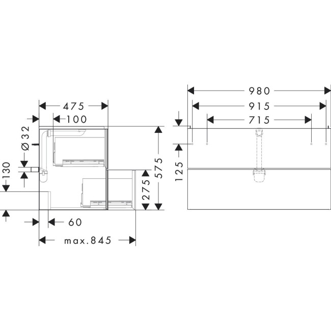 Тумба Xevolos E 980/475, с двумя выдвижными ящиками, 54181390 Matt Whitе / Patterned Bronze