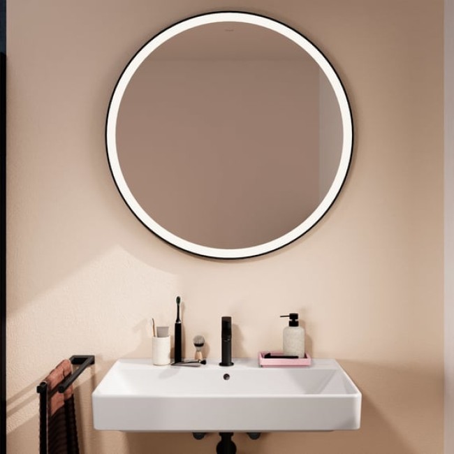 Зеркало Xarita Lite S 900/30 с круговым LED светильником и ИК-датчиком, черный матовый 54980670