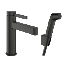 Змішувач hansgrohe Finoris для раковини зі зливним набором, з гігієнічним душем чорний матовий хром 76210340