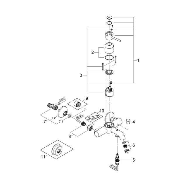 Grohe BauClassic Смеситель однорычажный для ванны (32865000)