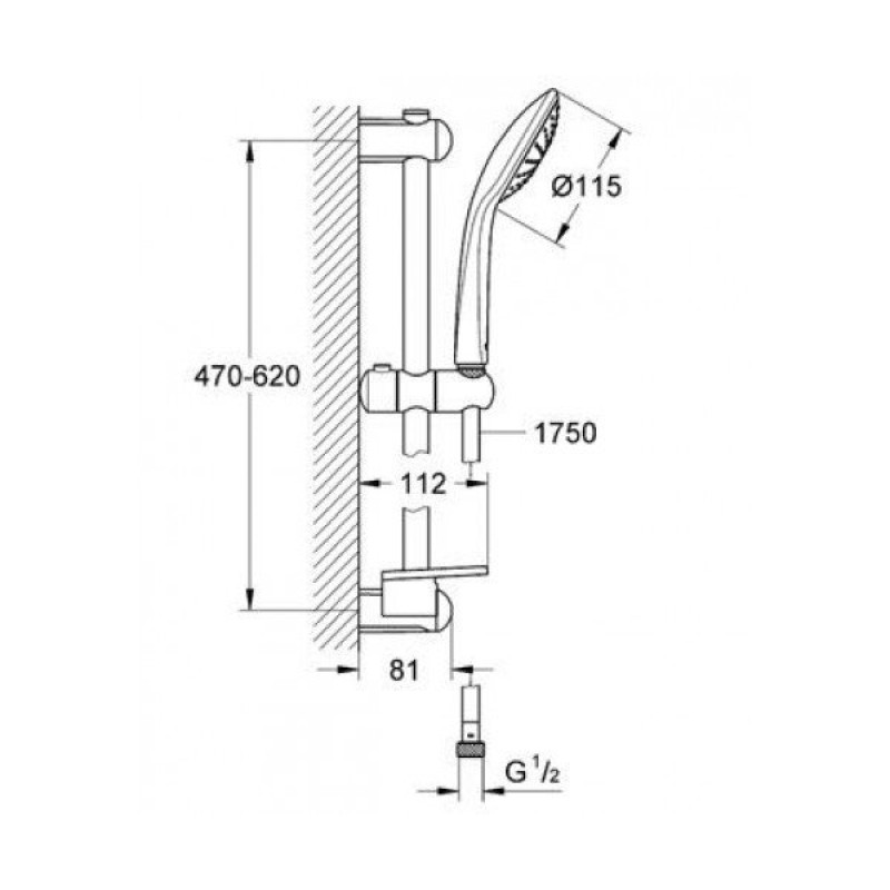Grohe Euphoria 110 Mono Душевой гарнитур, 1 режим струи (27266001)
