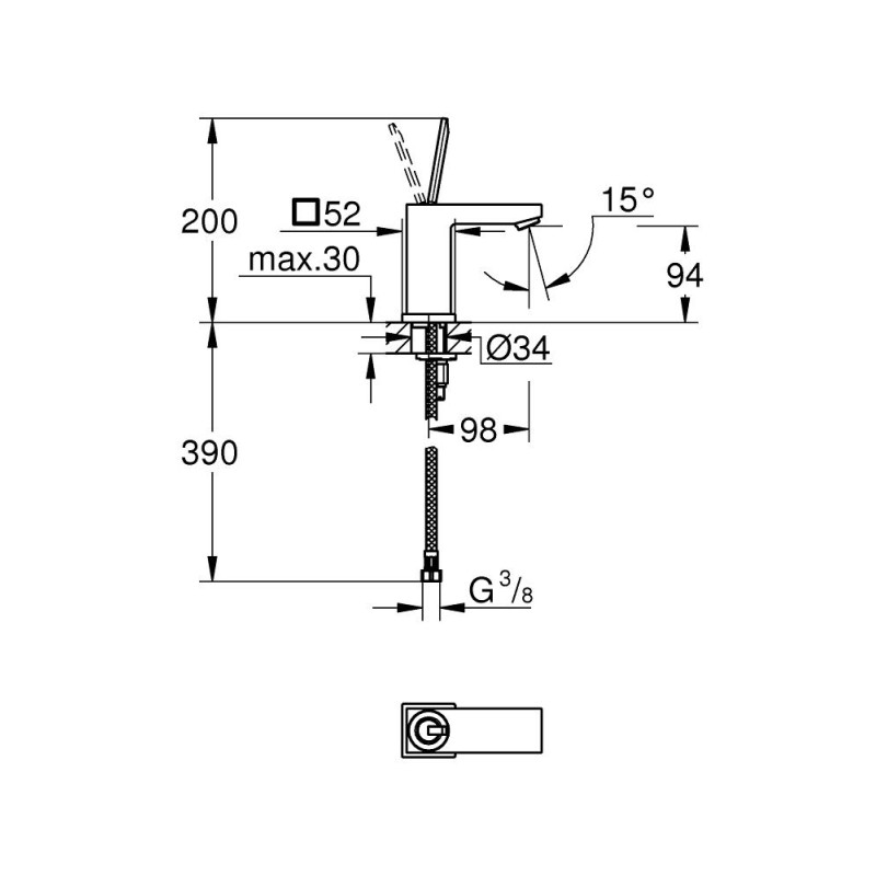 Grohe Eurocube Joy Смеситель однорычажный для раковины S-Size (23656000)