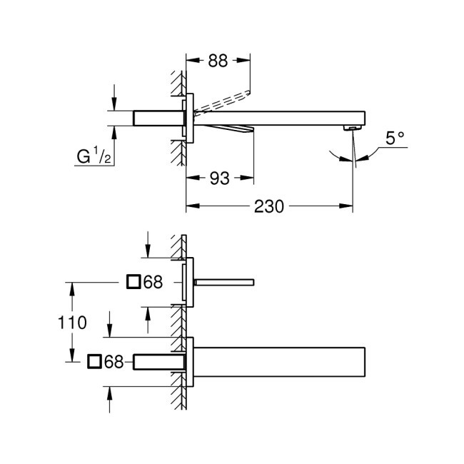 Grohe Eurocube Joy Смеситель для раковины на два отверстия L-Size (19998000)