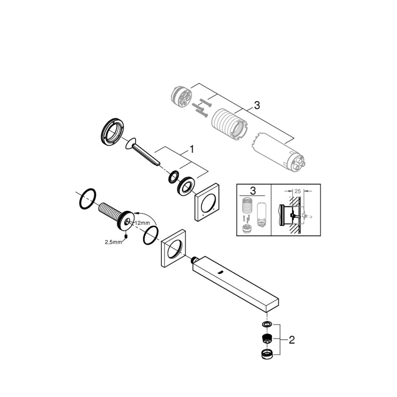 Grohe Eurocube Joy Смеситель для раковины на два отверстия L-Size (19998000)