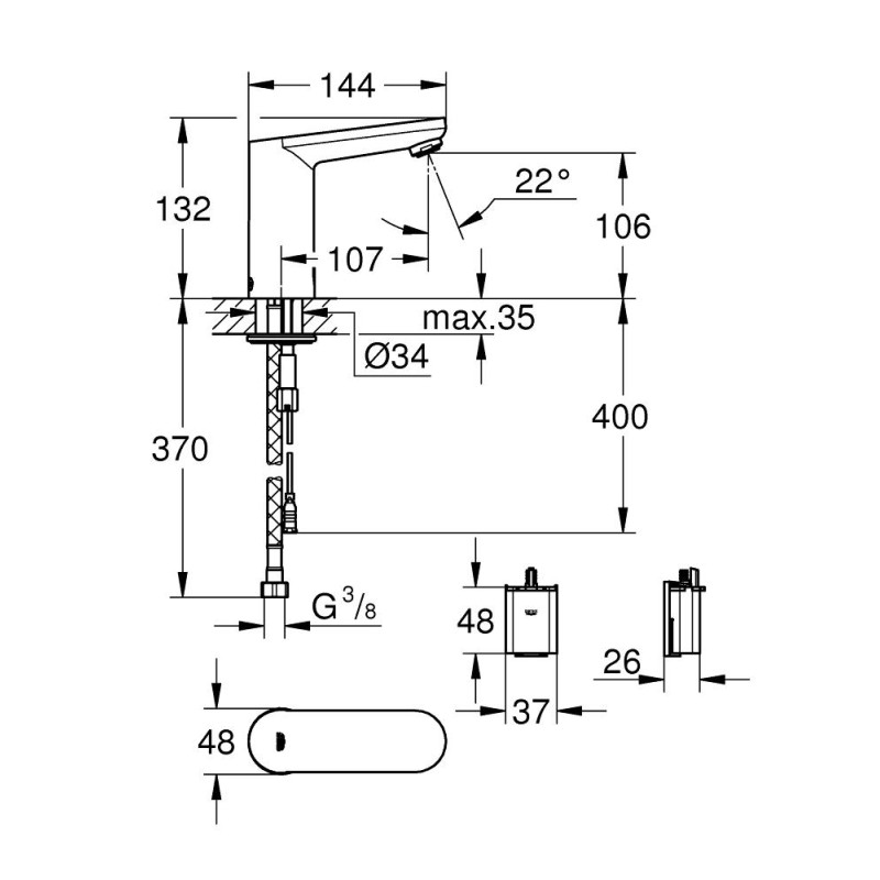 Grohe Eurosmart Cosmopolitan E Инфракрасная электроника для раковны (36330001) Grohe Eurosmart Cosmopolitan E Инфракрасная электроника для раковны (36330001)